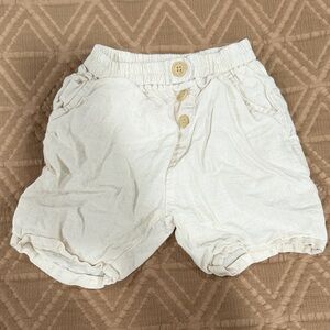 Zara Cream Elastic Waist Shorts